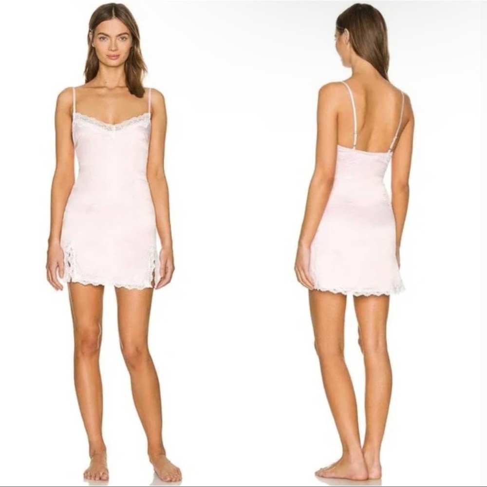 Lovers + Friends Cassandra Lace Satin Slip Mini Dress Pink Size Small